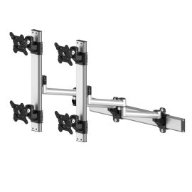 VESA Wall Mount for 4 Monitors 2x2 Quick Release w/ Dual Arms