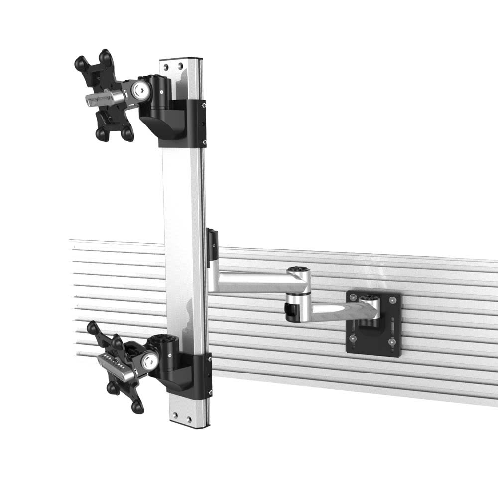 Dual Apple VESA Mount for Slatwall w/ Quick Release & Dual Arm