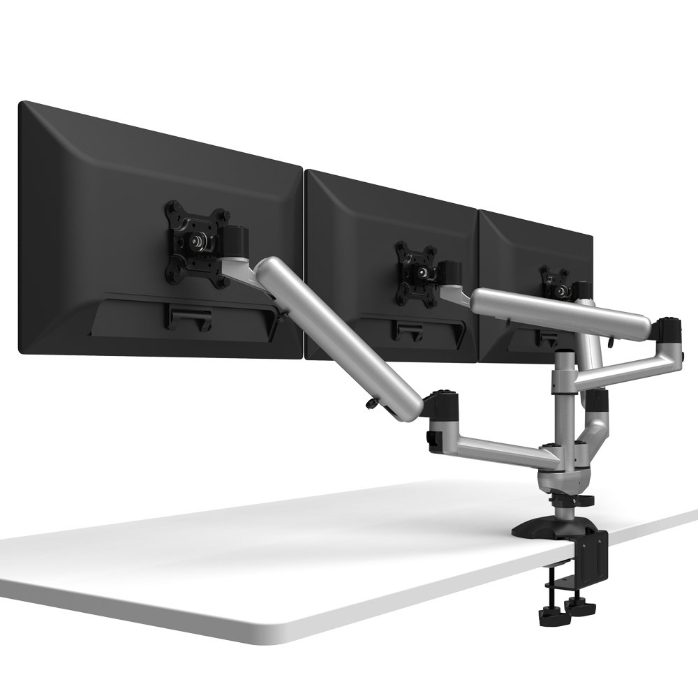 Triple Monitor Desk Mount w/ Independent Full Motion & Quick Release