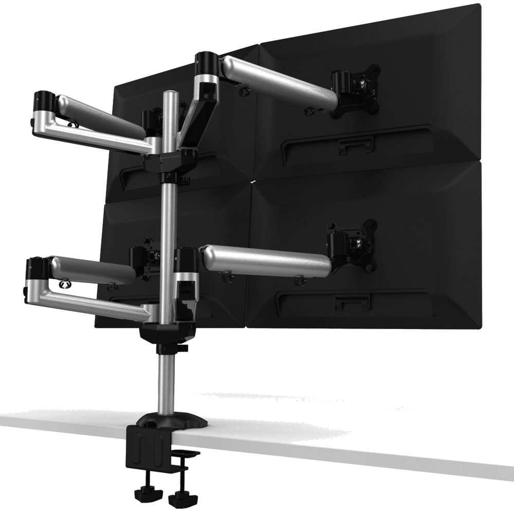 Quad Monitor Stand w/ Independent Full Motion & Quick Release