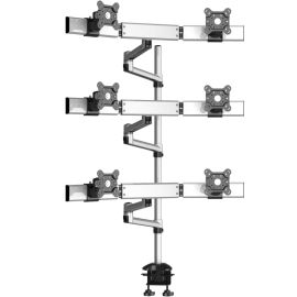 6 Monitor Stand Oval or Straight Quick Release Dual Extension Arm