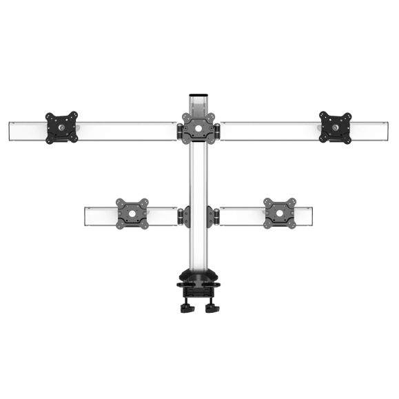 Five Monitor Desk Mount Pyramid or Reverse w/ Quick Release