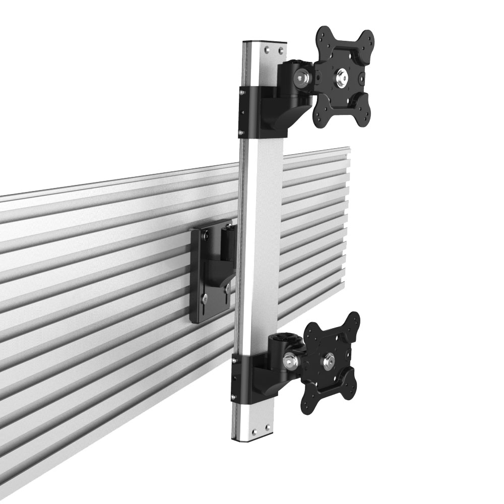 Dual VESA Mount for Slat Wall Stacked Quick Release w/ Low Profile