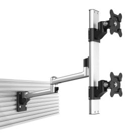 Dual VESA Mount for Slatwall Stacked w/ Quick Release Dual Arm