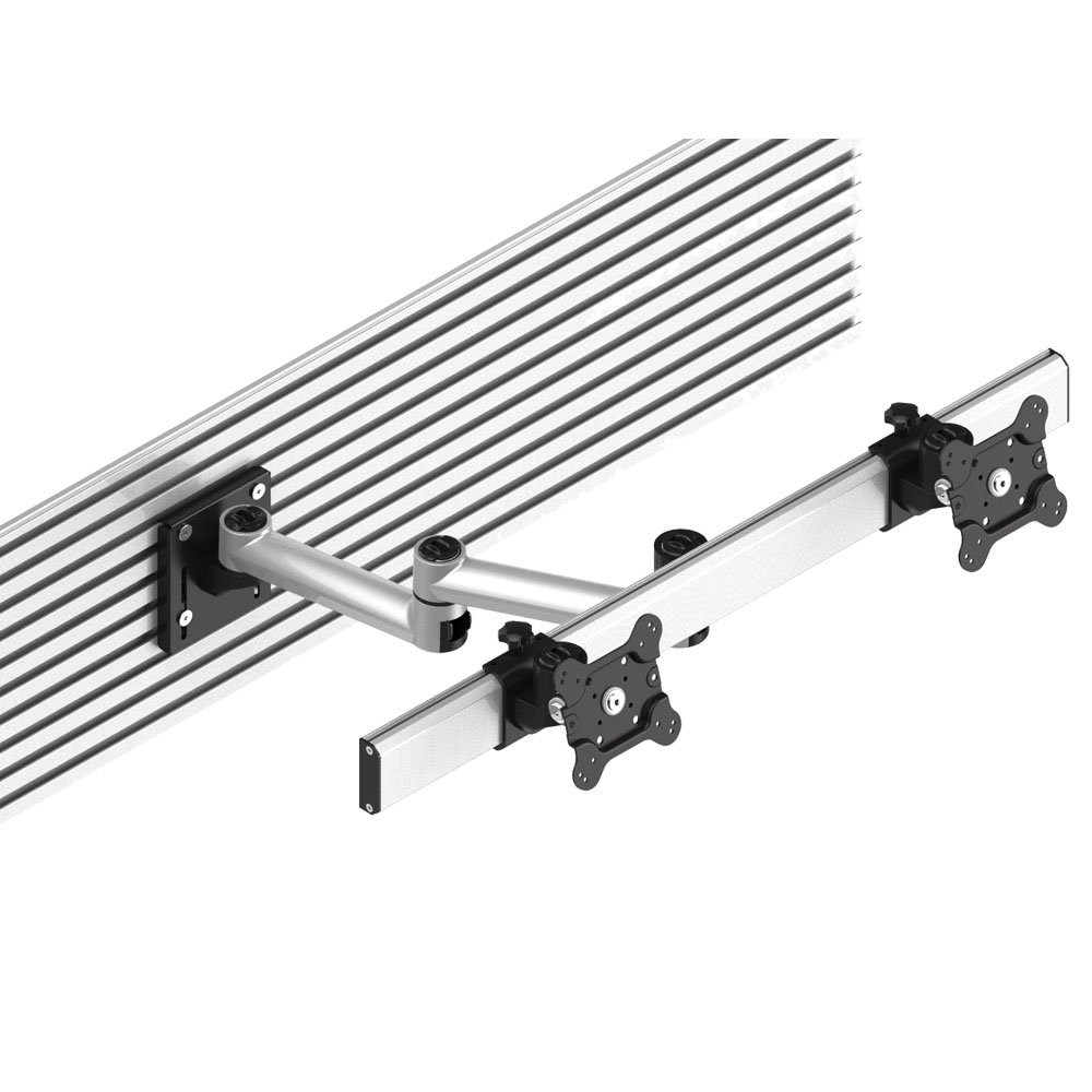 Dual VESA Mount for Slatwall Side by Side Quick Release w/ Dual Arm