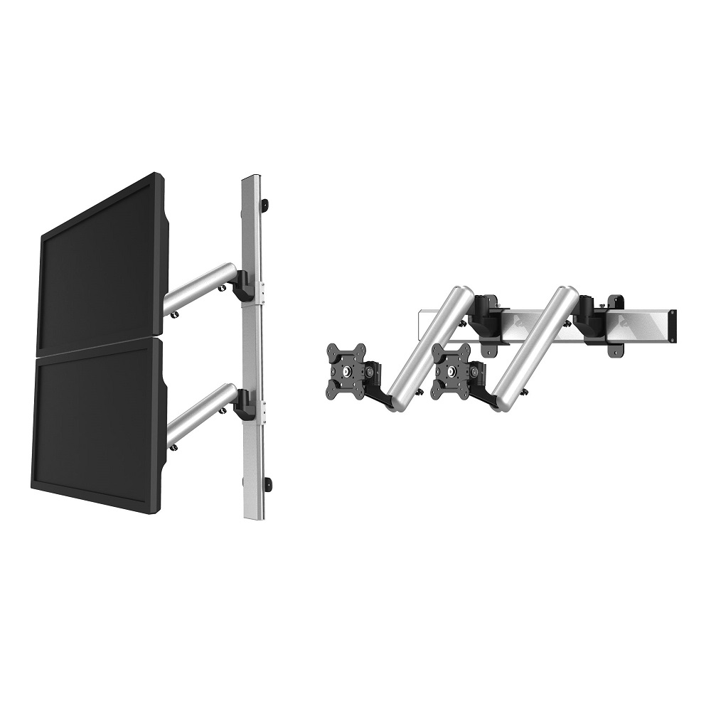 Dual VESA Wall Mount Quick Release Two Orientations w/ Spring Arms
