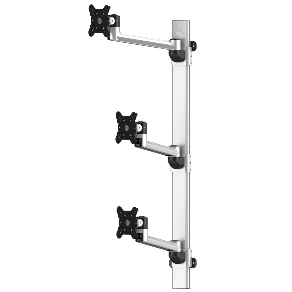 Triple Monitor Wall Mount Stacking w/ Quick Release & Single Arms