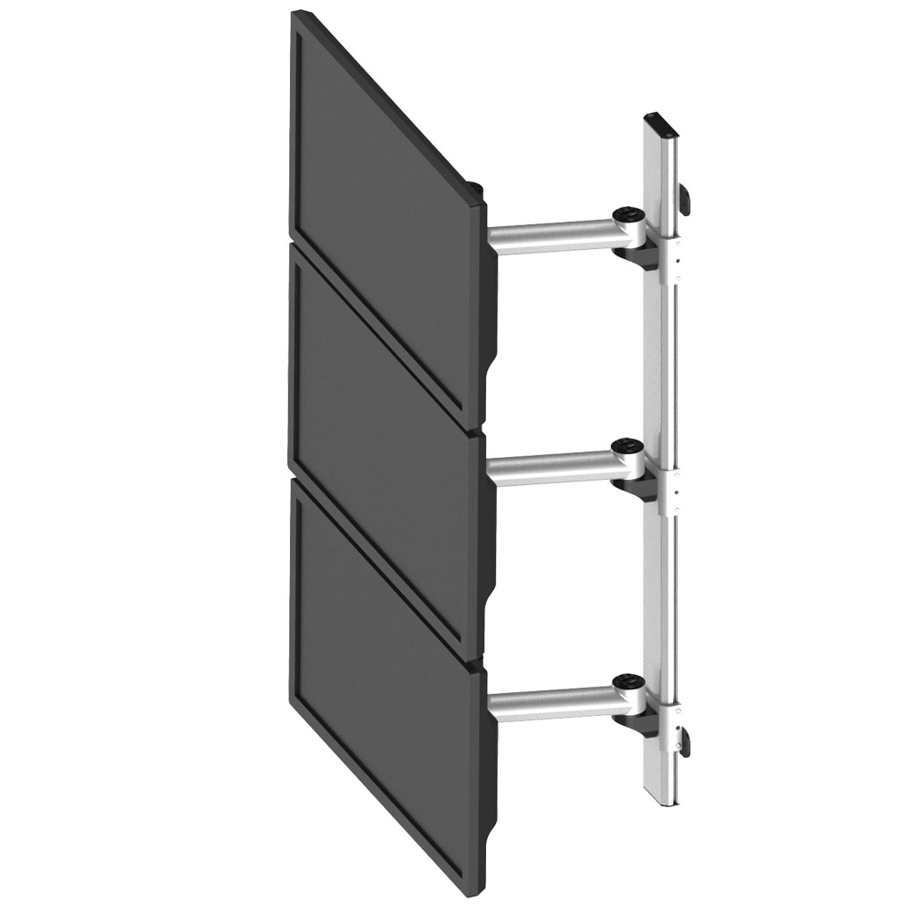 Triple Monitor Wall Mount Stacking w/ Quick Release & Single Arms