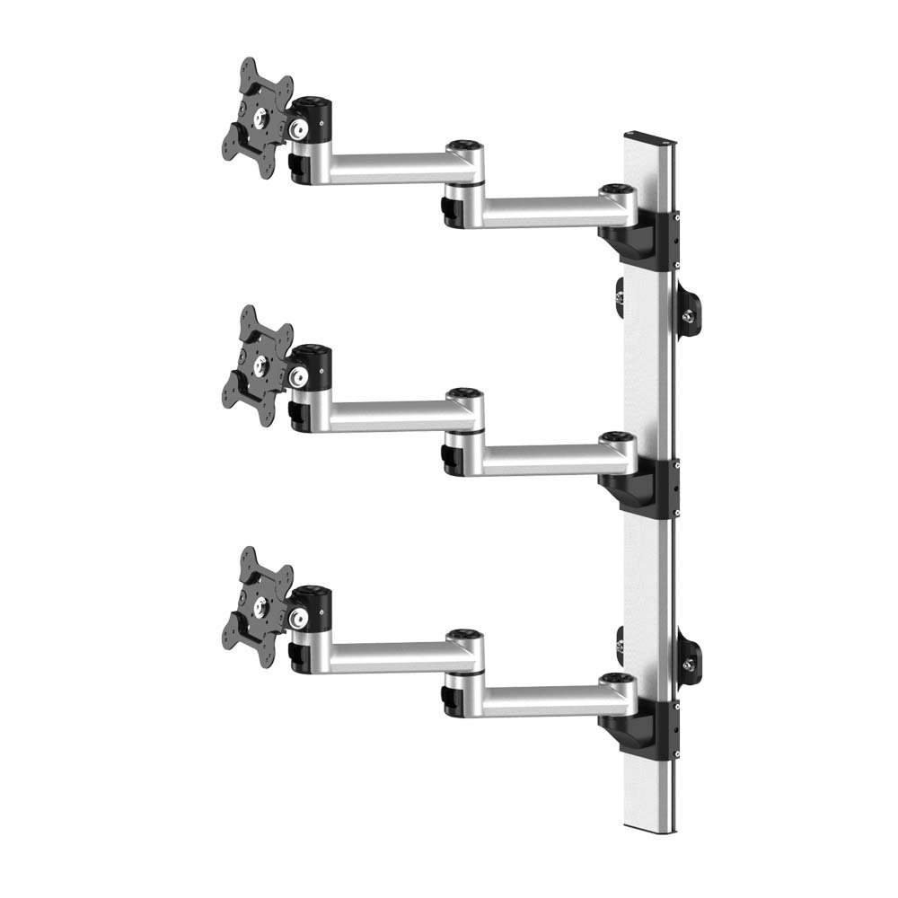 Triple Monitor Wall Mount Stacking w/ Quick Release & Dual Arms