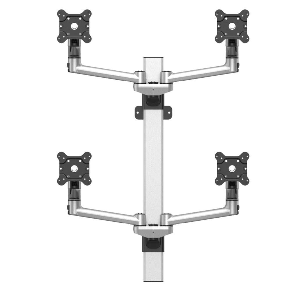 VESA Wall Mount for 4 Monitors 2x2 w/ Quick Release & Dual Arms