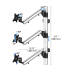 Triple Monitor Wall Mount Stacking w/ Quick Release & Spring Arms