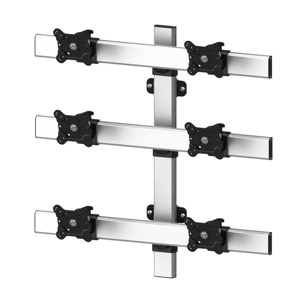 VESA Wall Mount for 6 Monitors 2x3 Low Profile w/ Quick Release