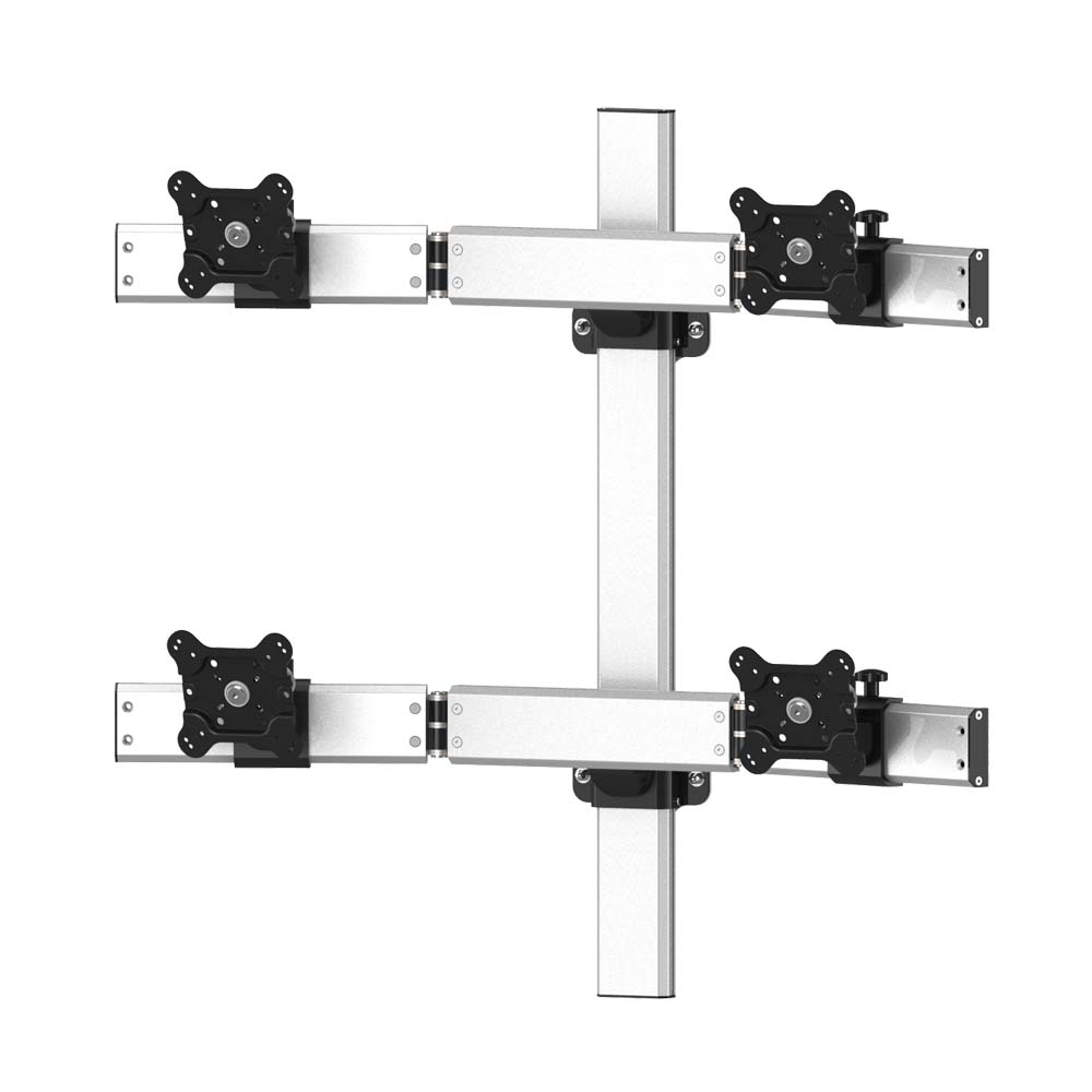 VESA Wall Mount for 4 Monitors 2x2 Oval or Straight w/ Quick Release
