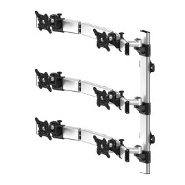 VESA Wall Mount for 6 Monitors 2x3 Oval or Straight w/ Quick Release