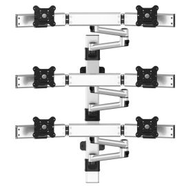 VESA Wall Mount for 6 Monitors 2x3 Quick Release w/ Dual Arms