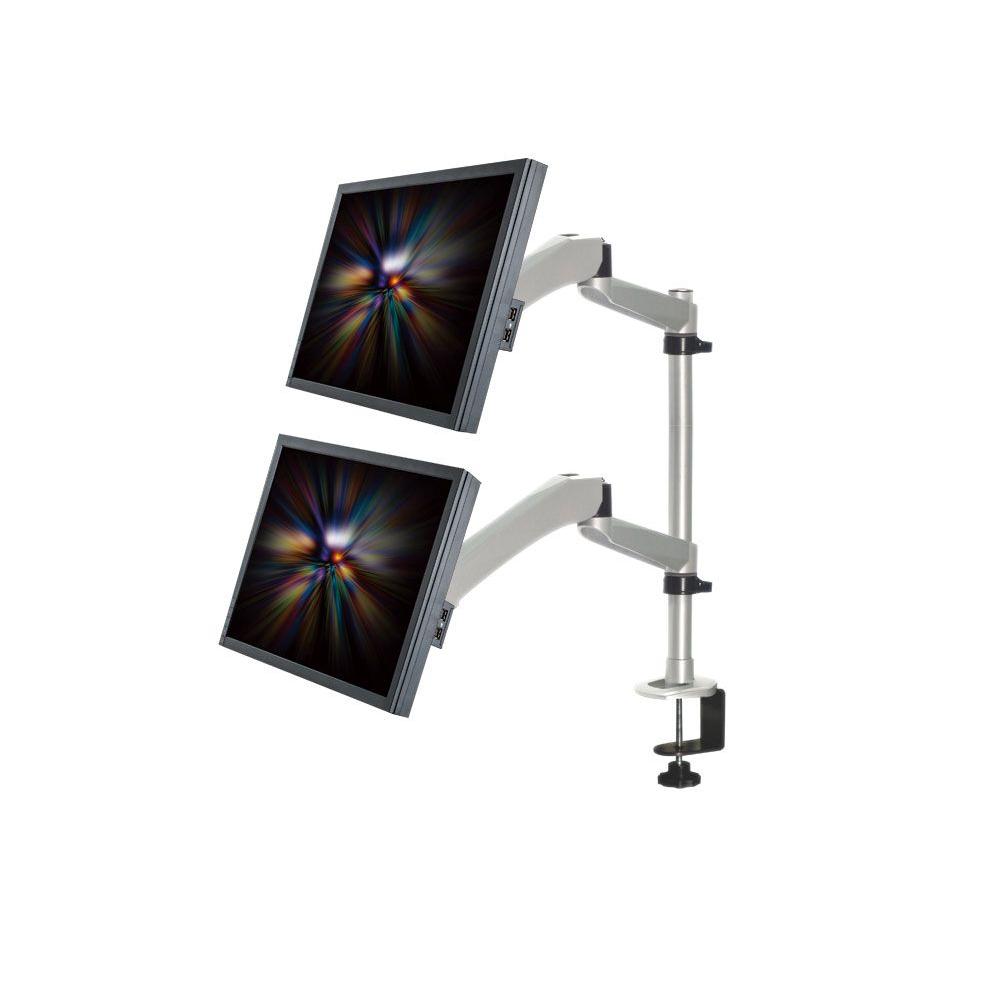 Dual Monitor Desk Mount 1x2 w/ Spring Arms & Quick Release