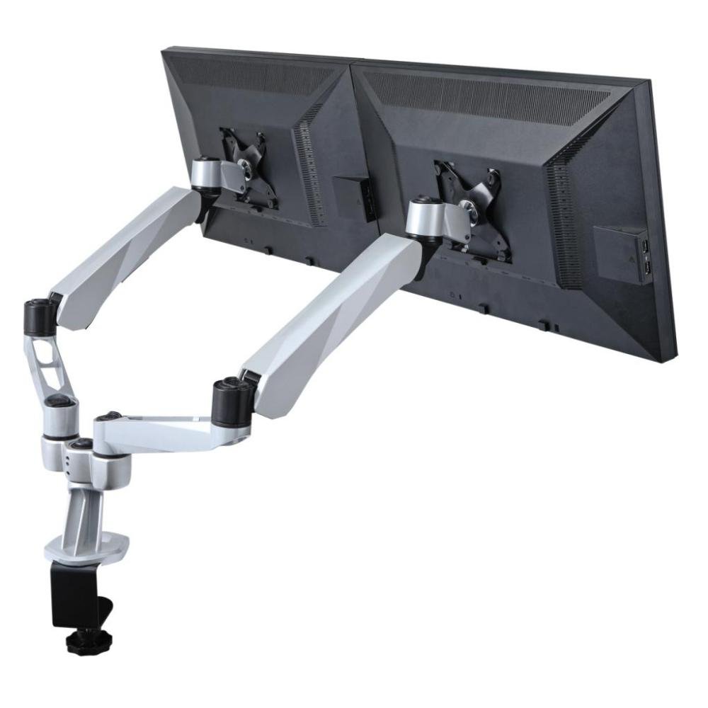 Dual Monitor Desk Mount w/ Spring Arms & Short Pole