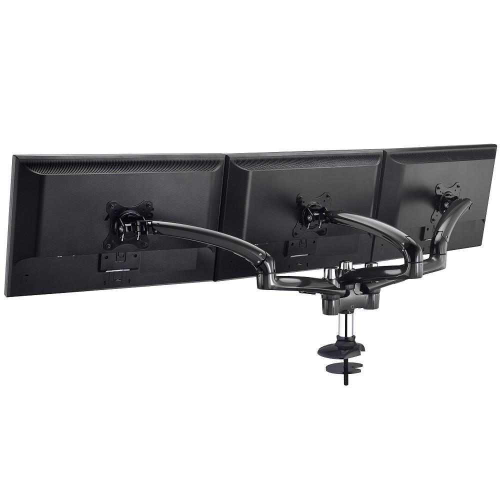 Triple Monitor Desk Mount w/ Spring Arms Dark Gray