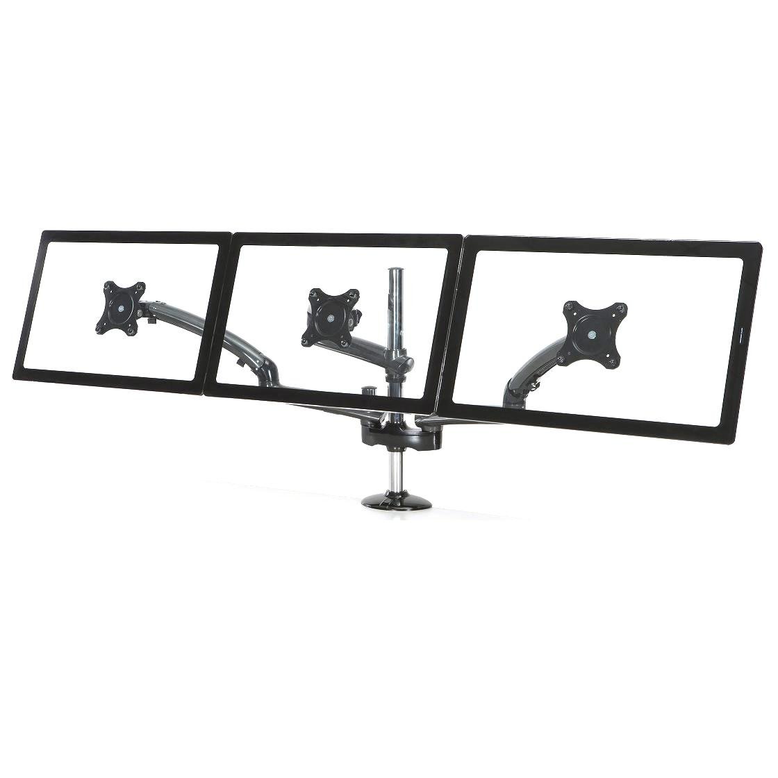 Triple Monitor Desk Mount w/ Spring Arms Dark Gray