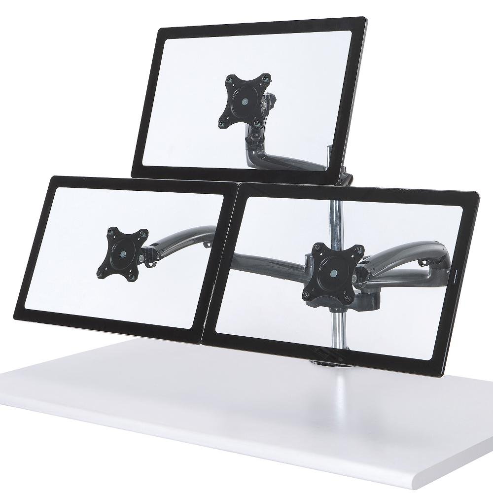 Triple Monitor Desk Mount w/ Spring Arms Dark Gray