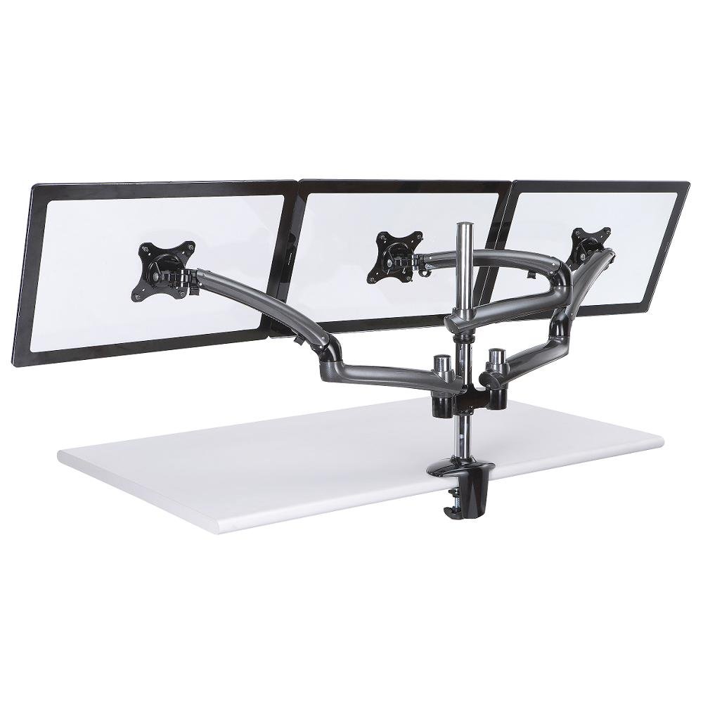 Triple Monitor Desk Mount w/ Spring Arms Dark Gray