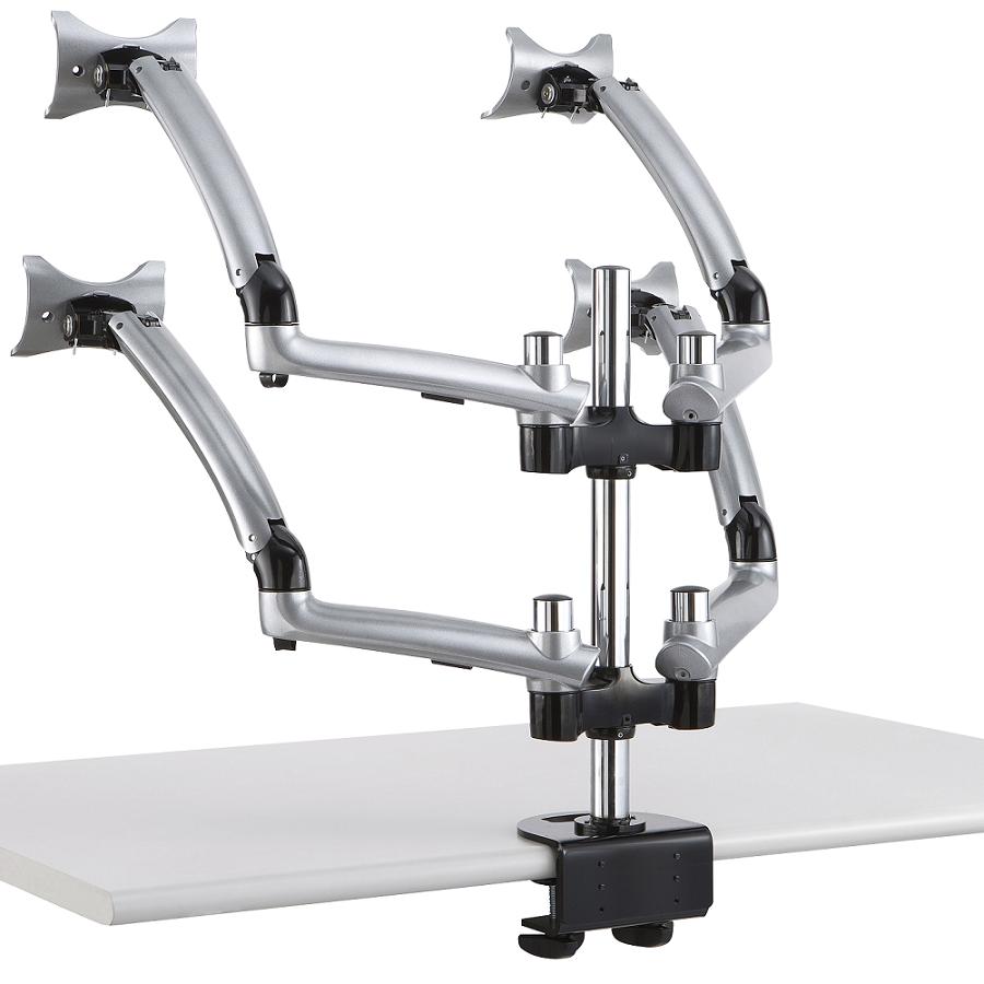 Quad Monitor Stand for Apple 2X2 w/ Spring Arms Silver