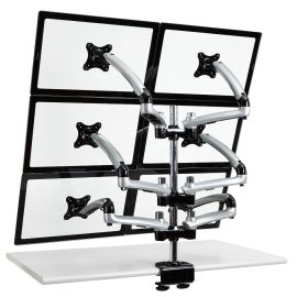 6 Monitor Stand 2X3 w/ Spring Arms Silver