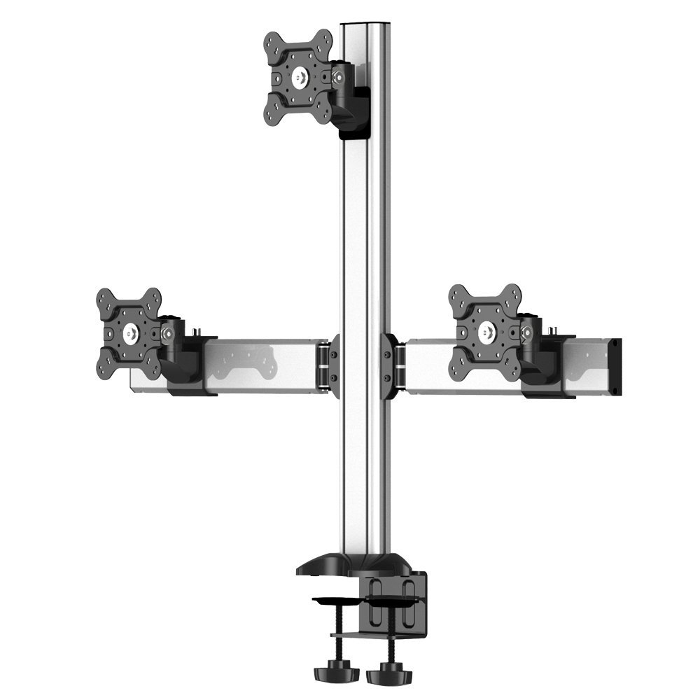 Triple Monitor Desk Mount Pyramid or Reverse w/ Quick Release