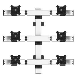 VESA Wall Mount for 6 Monitors 2x3 Quick Release Oval or Straight