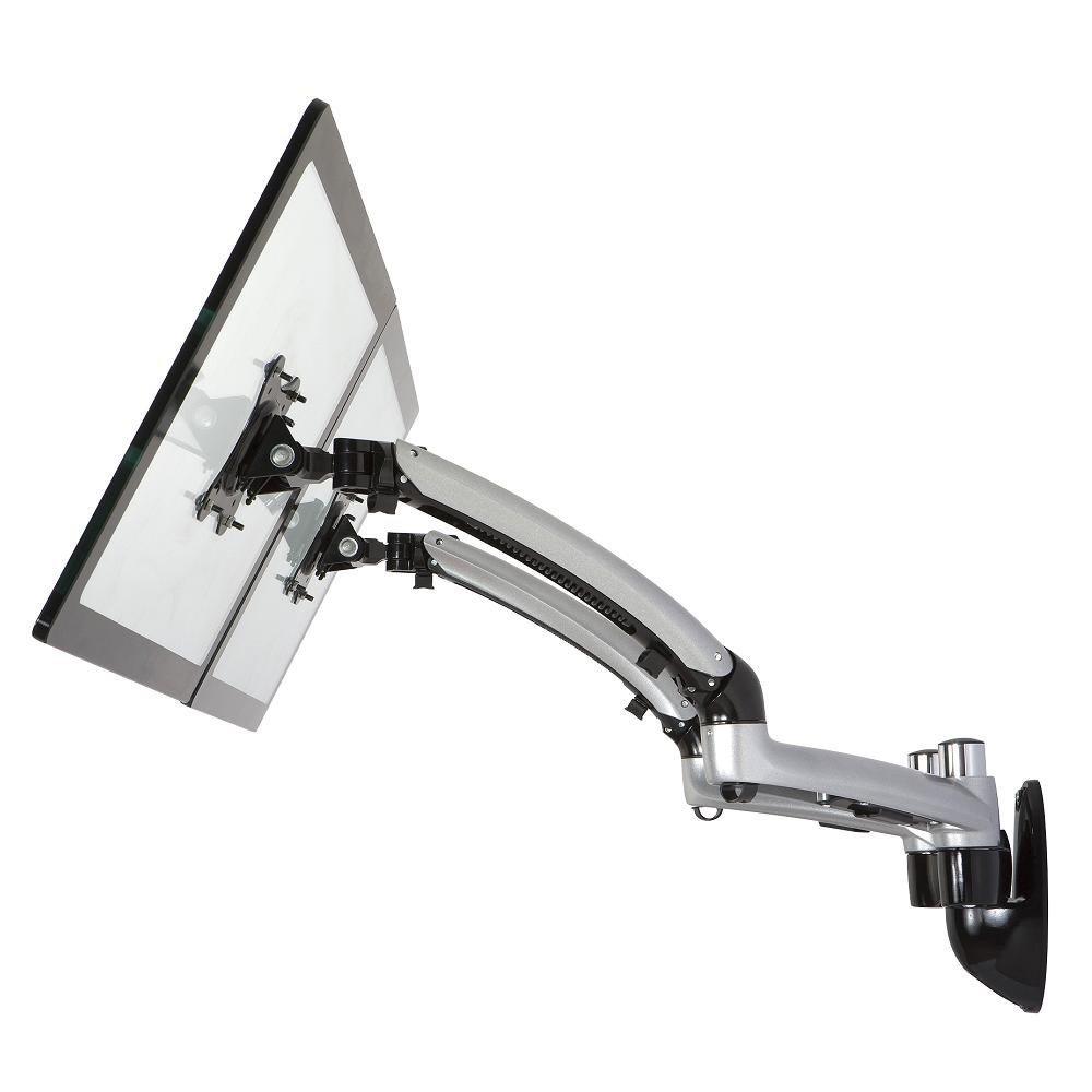 Dual Monitor Wall Mount w/ Spring Arms Silver