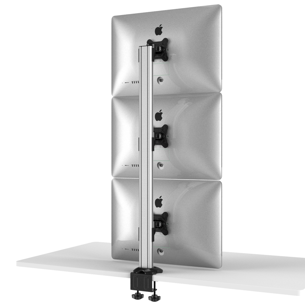 Triple Monitor Desk Mount for Apple Stacked w/ Quick Release